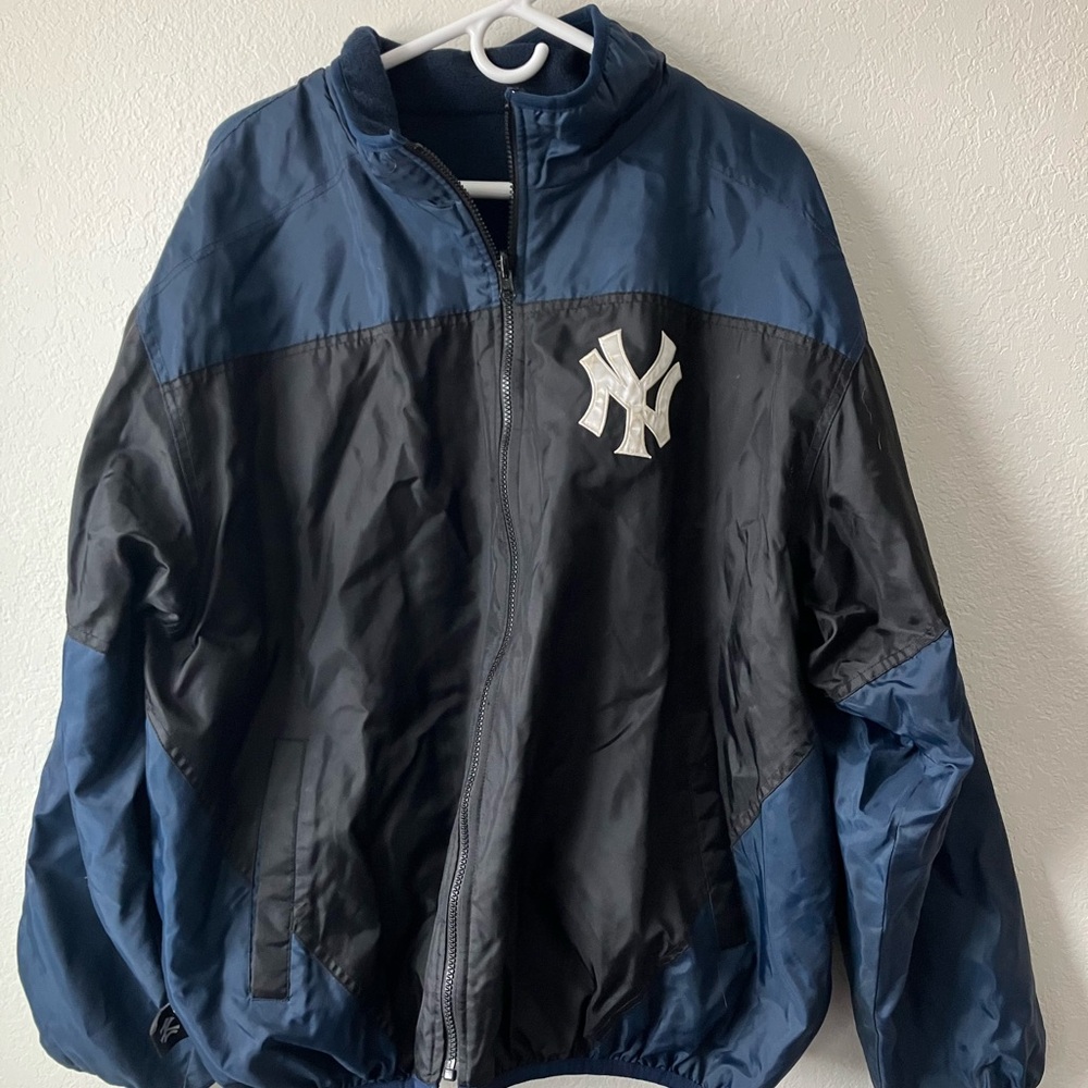 Vintage 90s New York Yankees Reversible Jacket XLARGE Fleece Embroidered MLB